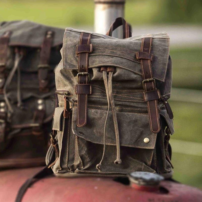 Mochila Lona Encerada Vintage Para Homem