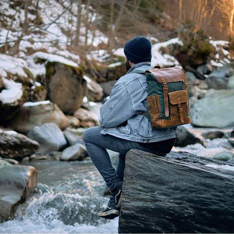 Mochila Lona Encerada Vintage Para Homem Portátil