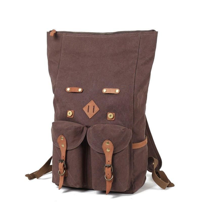 Mochila Lona Masculina Vintage Couro Para Homens