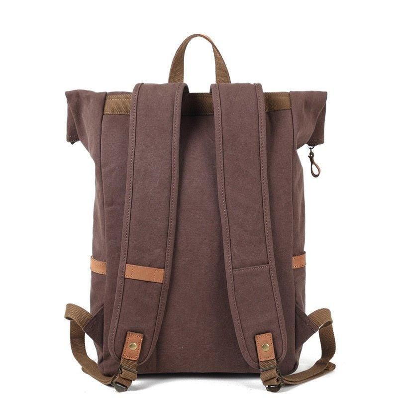 Mochila Lona Masculina Vintage Couro Para Homens