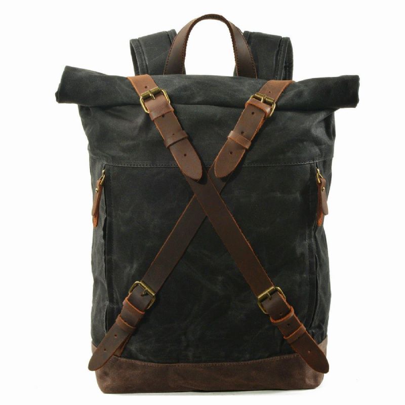 Mochila Lona Para Homem Com Top Roll Vintage