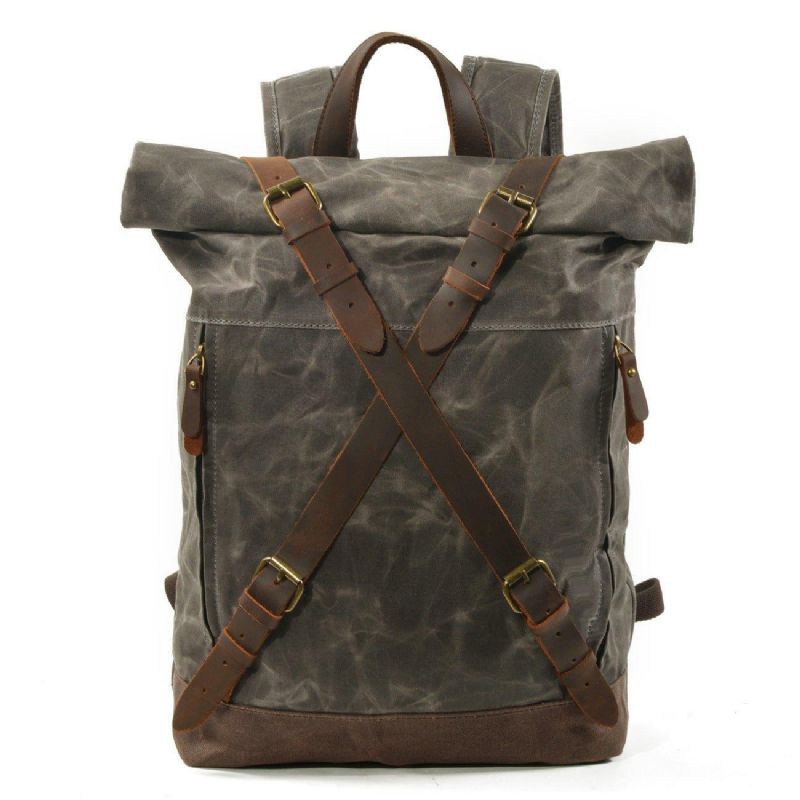 Mochila Lona Para Homem Com Top Roll Vintage