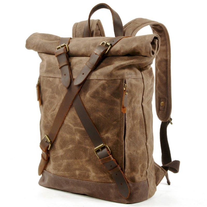 Mochila Lona Para Homem Com Top Roll Vintage