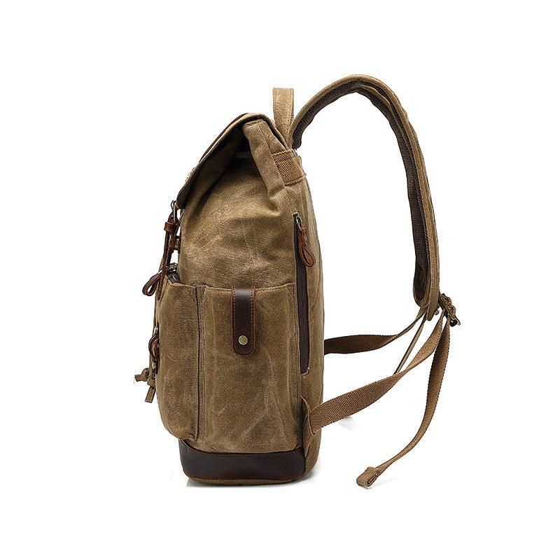 Mochila Lona Vintage Com Capa Para Portátil