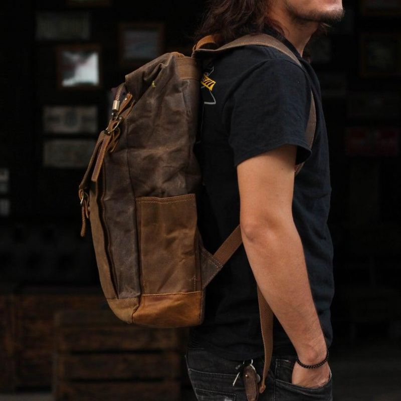 Mochila Lona Vintage Para Homem