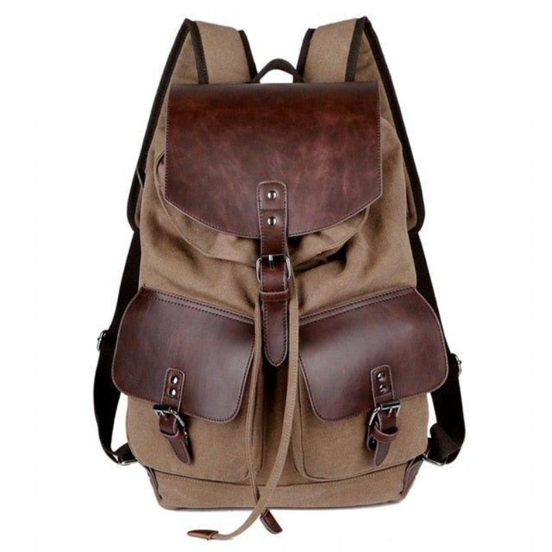 Mochila Lona Vintage Para Viagem Homem