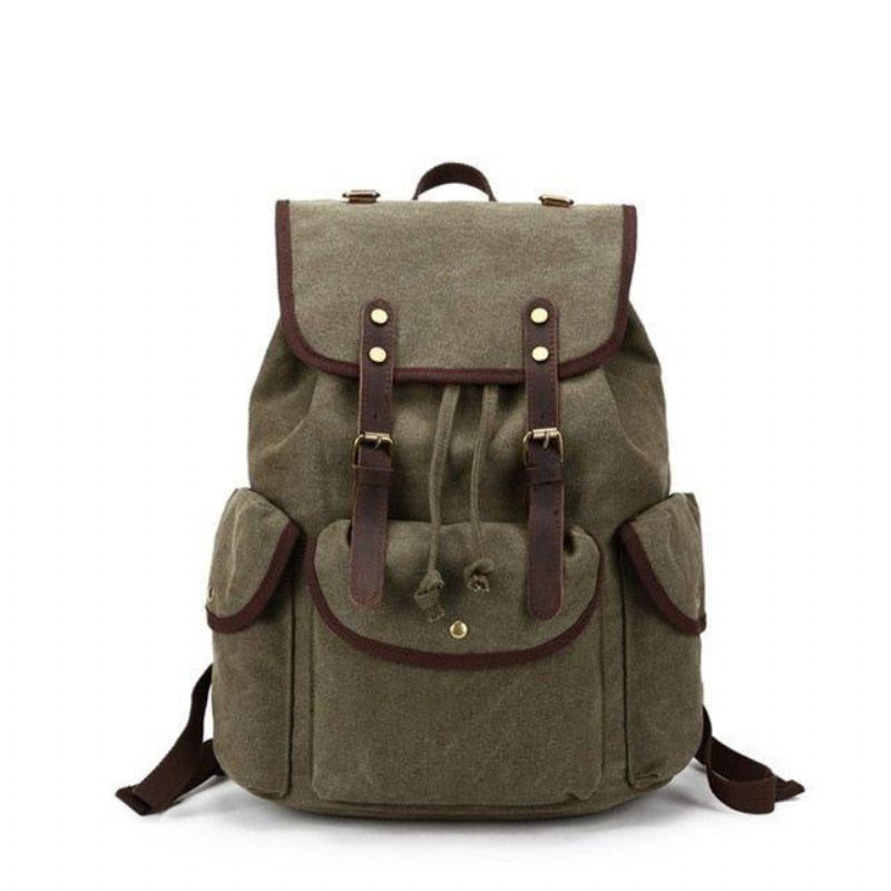 Mochila Masculina Casual Lona Vintage Para Campismo