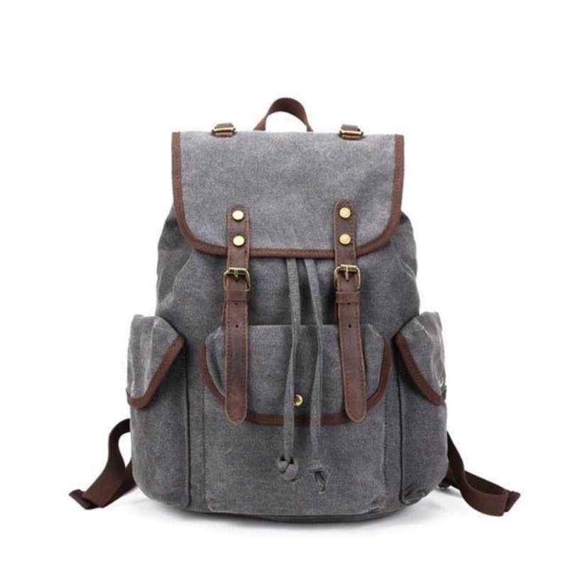 Mochila Masculina Casual Lona Vintage Para Campismo