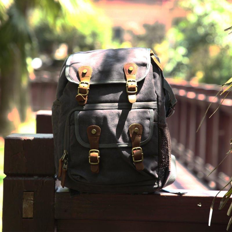 Mochila Para Câmara Com Bolsa Lona Encerada À Prova Água