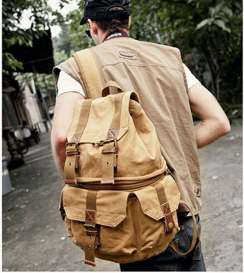 Mochila Para Câmara Dslr Lona Estilo Militar