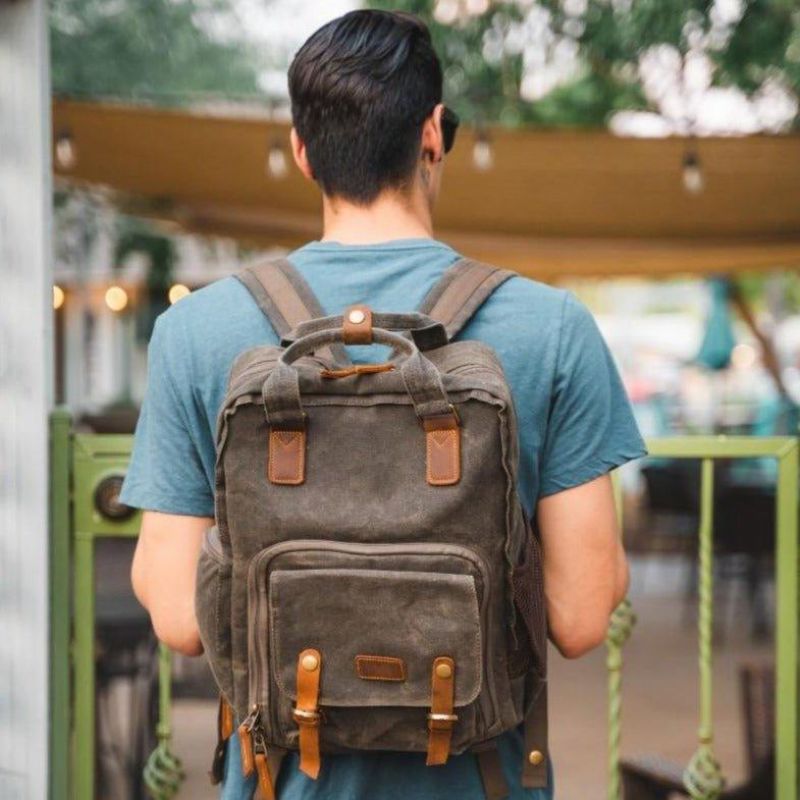 Mochila Para Câmara Em Lona Encerada À Prova Água