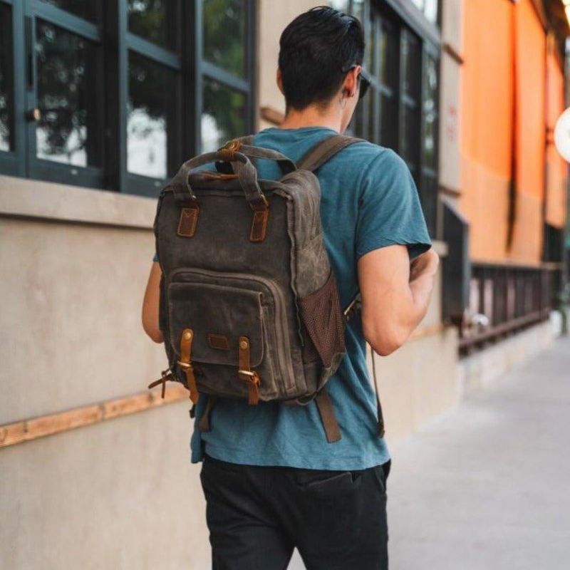 Mochila Para Câmara Em Lona Encerada À Prova Água