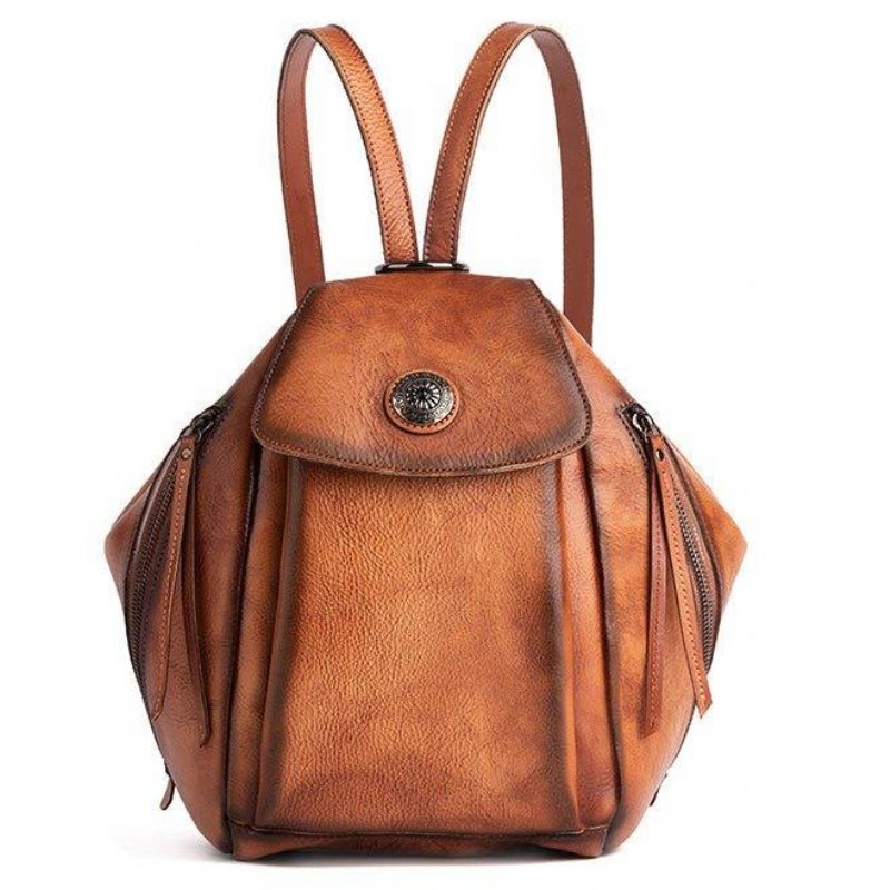 Mochila Pequena Em Pele Vintage