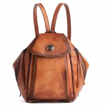 Mochila Pequena Em Pele Vintage