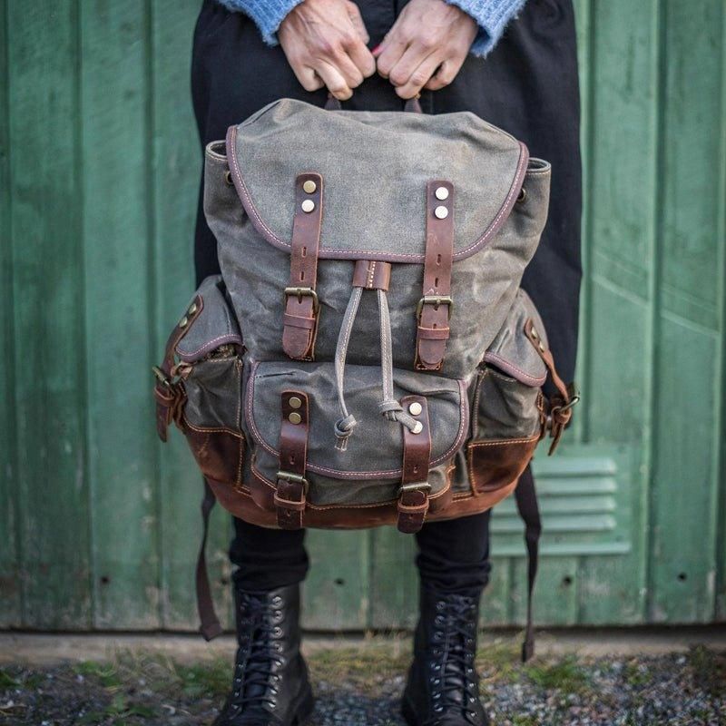 Mochila Vintage Lona Encerada À Prova Água Para Homem