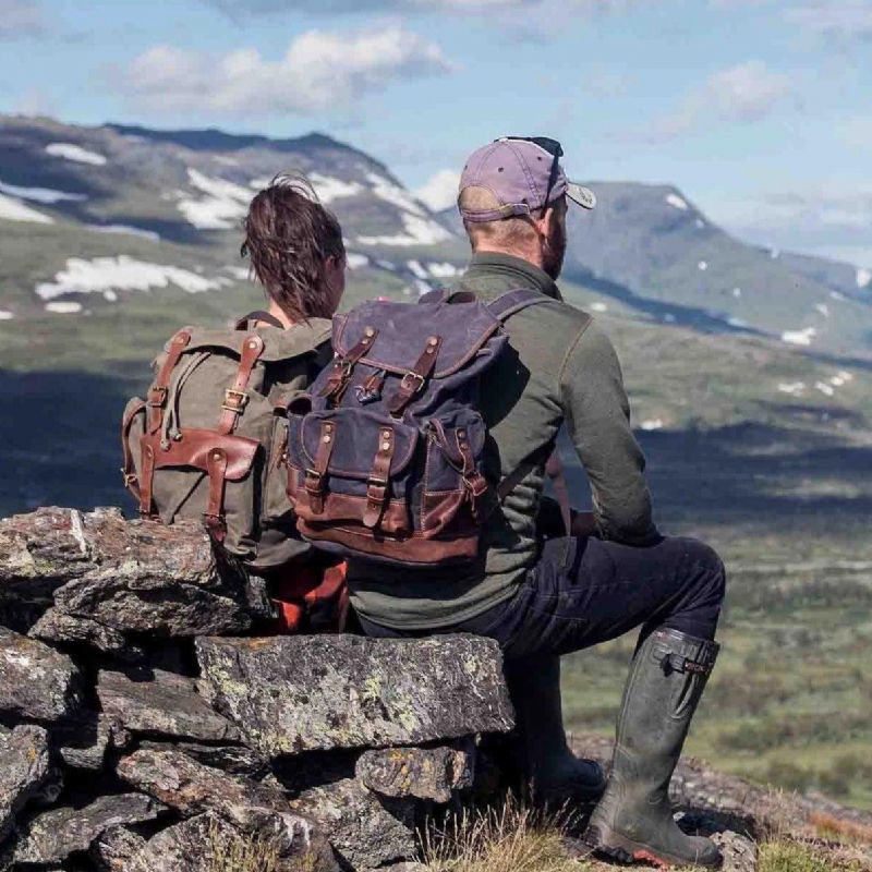 Mochila Vintage Lona Encerada À Prova Água Para Homem