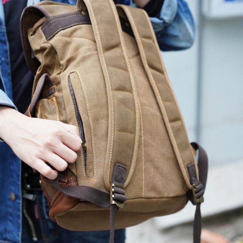 Mochila Vintage Lona Encerada À Prova Água Para Homem