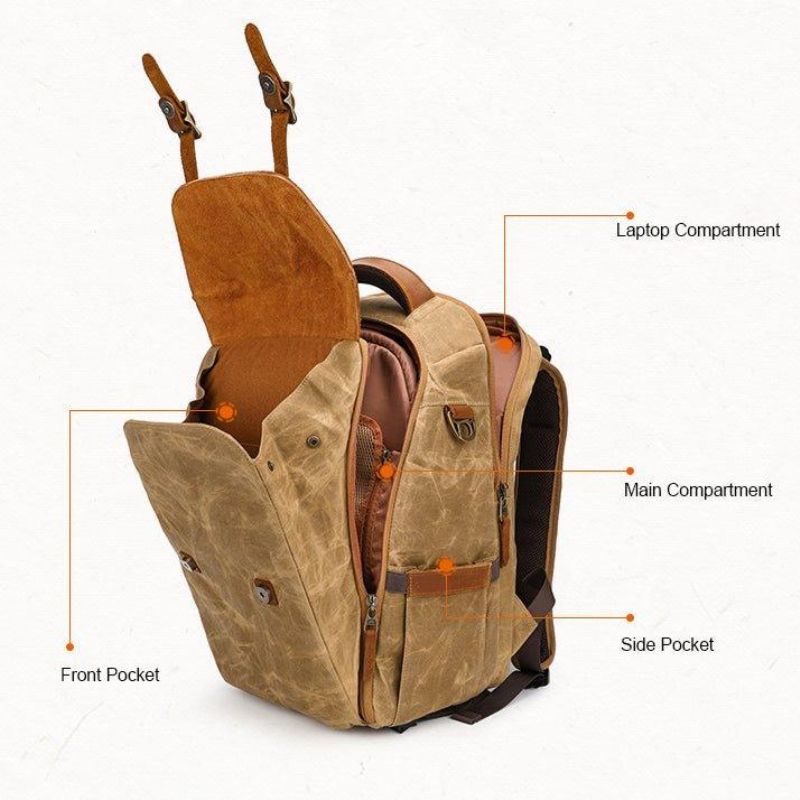 Mochila Vintage Para Câmara Caminhada Com Bolsa Portátil