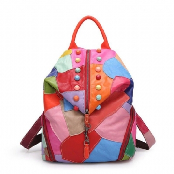 Mochilas Coloridas Em Pele Macia Para Mulher