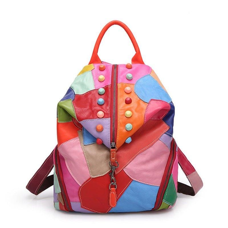 Mochilas Coloridas Em Pele Macia Para Mulher