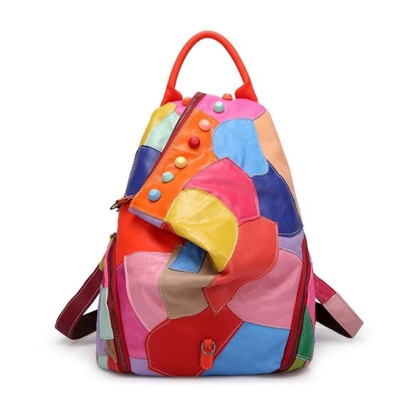 Mochilas Coloridas Em Pele Macia Para Mulher