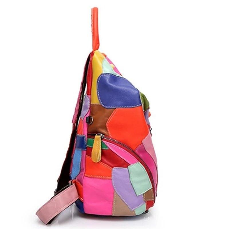 Mochilas Coloridas Em Pele Macia Para Mulher