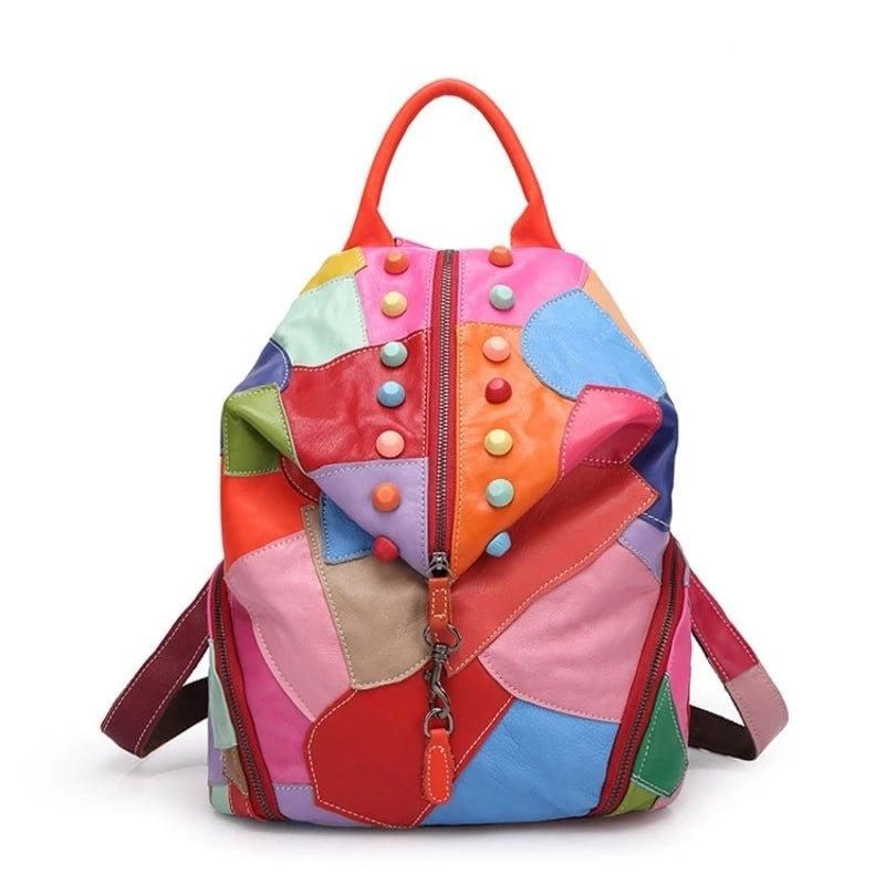 Mochilas Coloridas Em Pele Macia Para Mulher