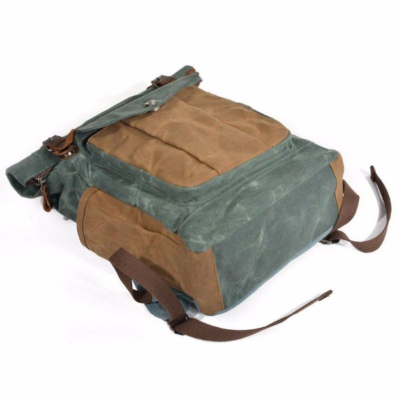 Vintage Roll Top Canvas Mochila Viagem Homens Mulheres