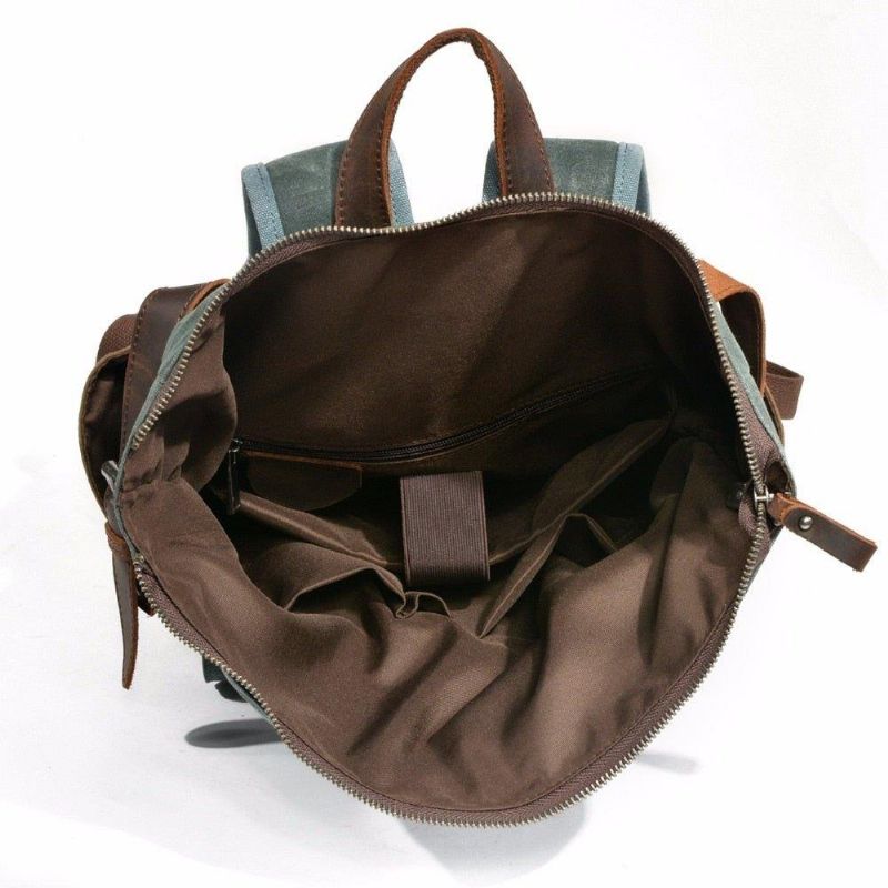 Vintage Roll Top Canvas Mochila Viagem Homens Mulheres