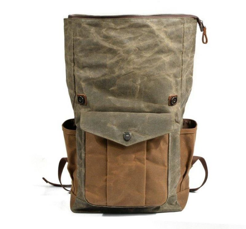 Vintage Roll Top Canvas Mochila Viagem Homens Mulheres