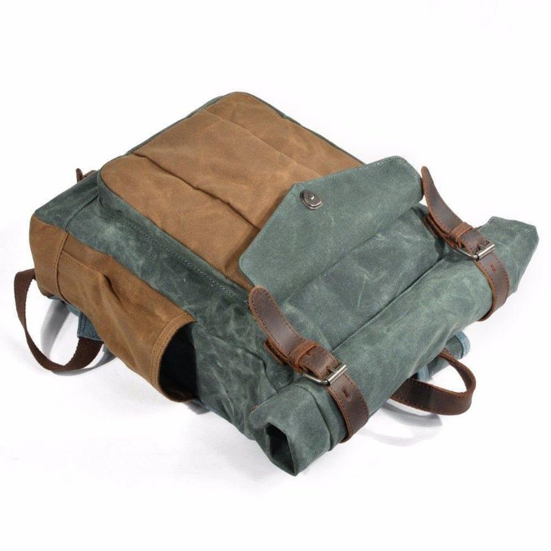 Vintage Roll Top Canvas Mochila Viagem Homens Mulheres